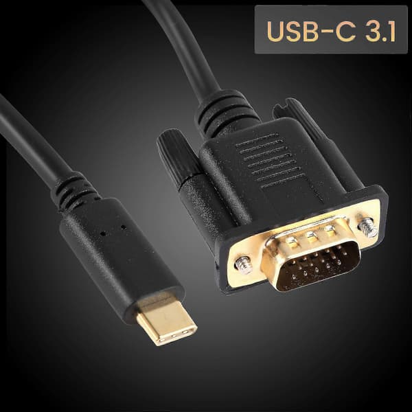 USB C til VGA Kabel 1,8 m, USB Type C til VGA Kabel, Egnet til USB 3.1 Enheder - Egnet Fo