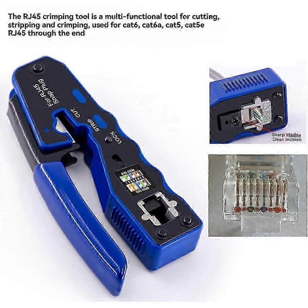 RJ45 Crimptang Sæt Ethernet Kabeltang til Cat5 Cat5e Cat6 Cat6a 8P8C Stik