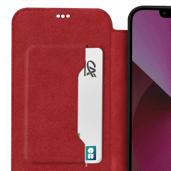 Fodral för 12 Mini Läder Korthållare Stativ, Röd Red