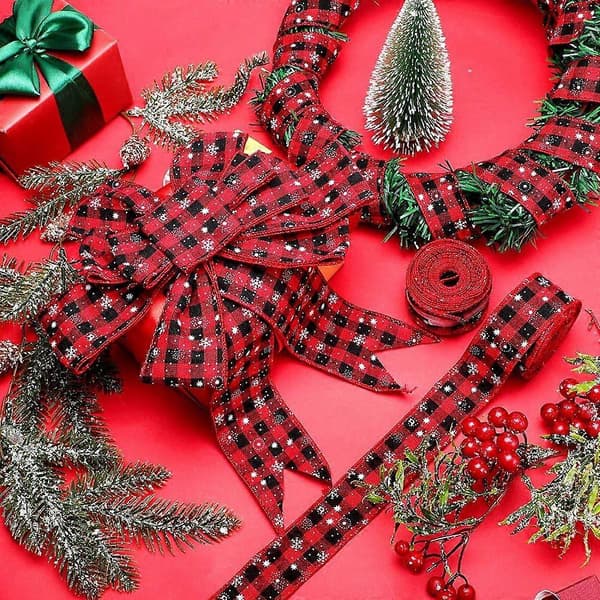 Jul snöflinga Buffalo Plaid Band med tråd