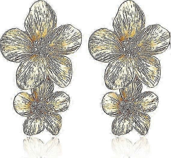 Guld Blomsterøreringe Guld Dingleøreringe til Kvinder Romantiske Boho Blomster Statement Øreringe til Bryllupsfest Smykker