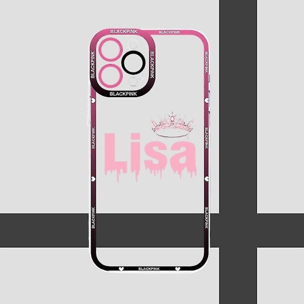 P-svart-rosa L-lisa-jisoos Phone case Transparent För Iphone 13promax 13 14 12 11 Pro Max Mini Funda Soft Telefoon Coque Hög kvalitet