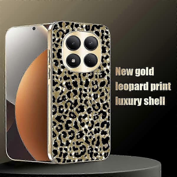 Leopardmønstret telefoncover til Xiaomi Redmi Note 15 Pro+ 5G med guldkant