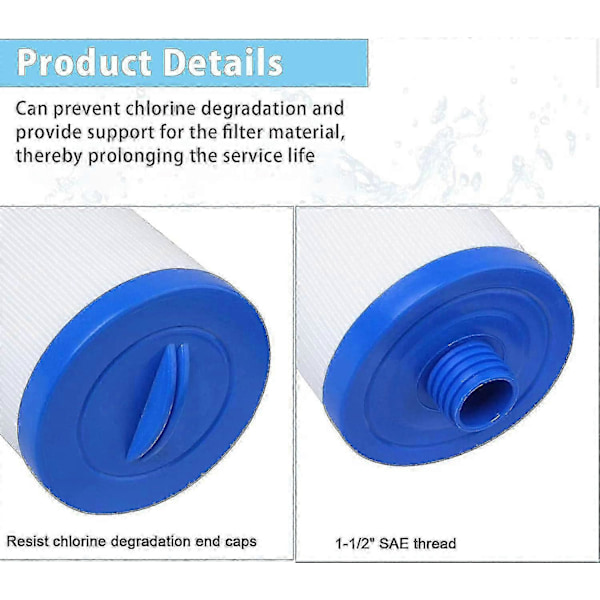 Pieces Spa Filterpatroner, til Pleatco Pww50 Hot Tub Filter, Spa Filter til Unicel 6ch-940/Jacuzzi Spa Business Whirlpool Erstatningsfilter