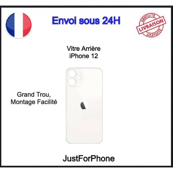 iPhone 12 Valkoinen Takalasin Näytönsuoja Liimalogolla