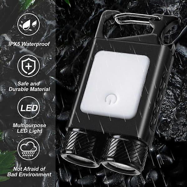 Mini LED-taskulamppu, 500lm EDC-taskulamppu, USB-ladattava LED-avaimenperä-taskulamppu, IP65-vedenpitävä magneettinen taskulamppu