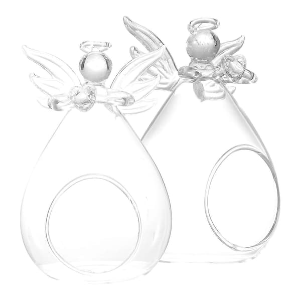 Klar Glas Ängel Vas för Hem Blomvas Dekoration 2st