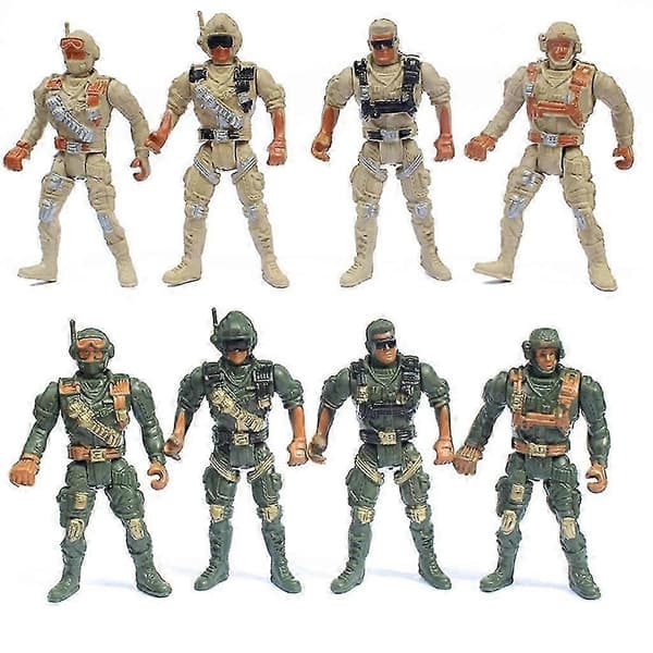 Army Men Lekesoldater 4in Action Figures 8-delt sett for barn gutter jenter B