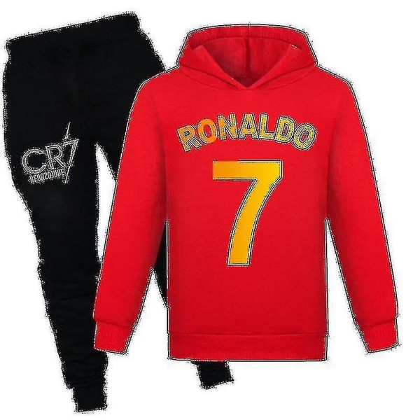 Barn Pojkar Ronaldo 7 Print Casual Hoodie Träningsoverall Set Hoody Top Pants Suit