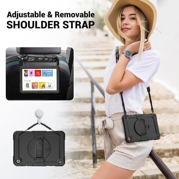 Etui til Galaxy Tab A9 Plus - SEYMAC - 2023 - 360° Roterende Stand - Justerbar Håndrem - Penholder