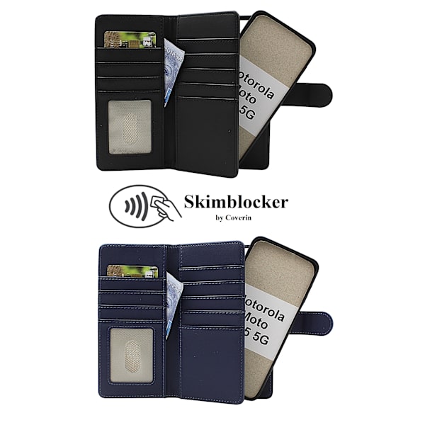 Skimblocker Motorola Moto G55 5G XL Magneettilompakkokotelo Mörkblå