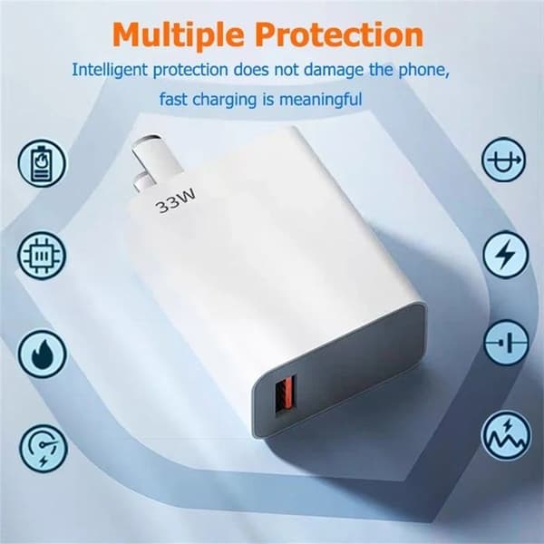 33W hurtigopladende USB-oplader, 6A strømadapter, USB Type-C-kabel til Xiaomi Redmi Note 13/12 og Samsung.