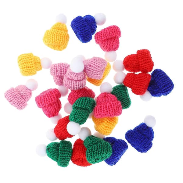 Mini julhattar Mini stickade ullhattar för DIY 24 st blandade färger