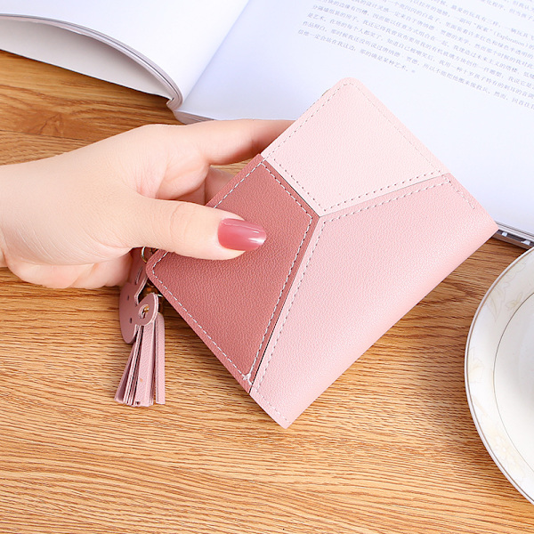 Kvinnor Flickor Liten Plånbok Bifold Ultra-tunn PU Läder (Rosa)