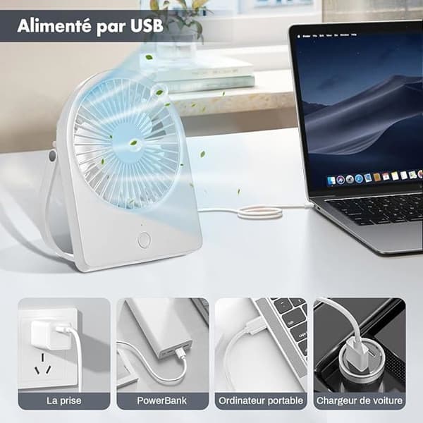 Ultra-stille mini bordventilator, USB bordventilator, velegnet til hjem og kontor