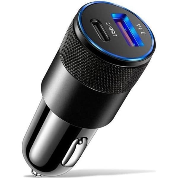 USB Typ-C Billaddare - RoHS-kompatibel - Dubbla portar - Universal - Svart