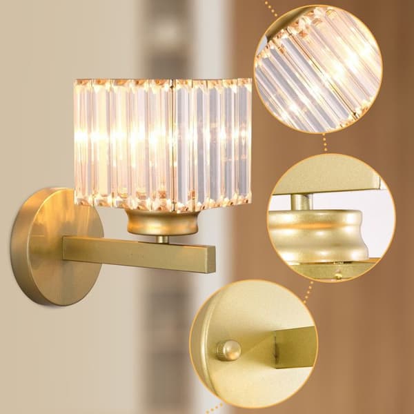 Væglampe - SNOGOLD - Retro Krystal - Guld - E27 - 60W - Moderne