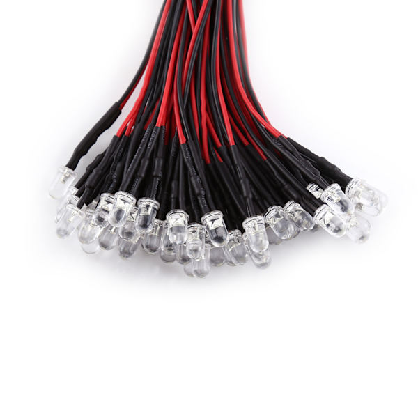50st Förkopplade DC 9-12V 3 5 10mm Vattenklara LED-dioder Vit Röd Blå Gröna Lampor
