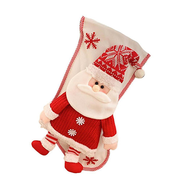 Julstrumpa Bred öppning Stor storlek Stickad Rivfast Söt Scen Layout Supermjuk hängande 3d Santa Snowman Doll Xmas Tree Presentpåse för Pa