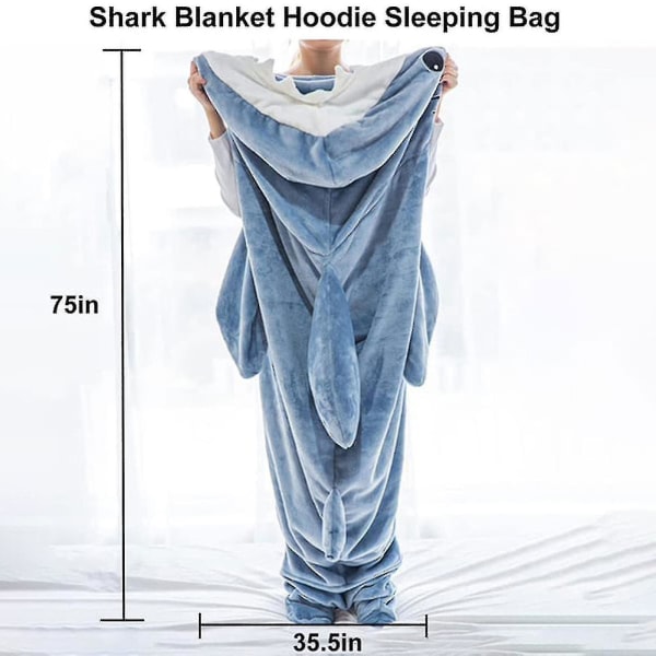 Super Soft Shark Blanket Hoodie Vuxen, Shark Blanket Cozy Flanell Hoodie