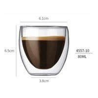 Glas kaffe-/espressokop - MTEVOTX - Dobbeltvægget kaffekopsæt - 80 ml - Klar - Hvid