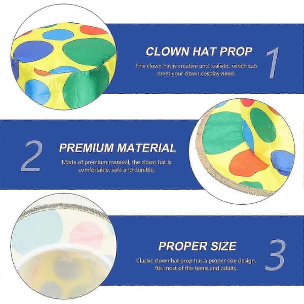 Voksen Klovnehat Polyester 32x32x20cm Sceneoptræden Karneval Halloween Cosplay Festtilbehør