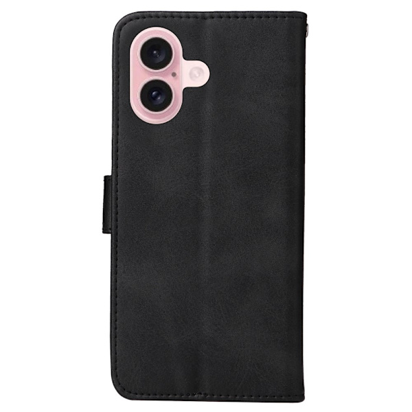 SKALO iPhone 16 PU Læder Wallet Case - Flere Farver Black Svart