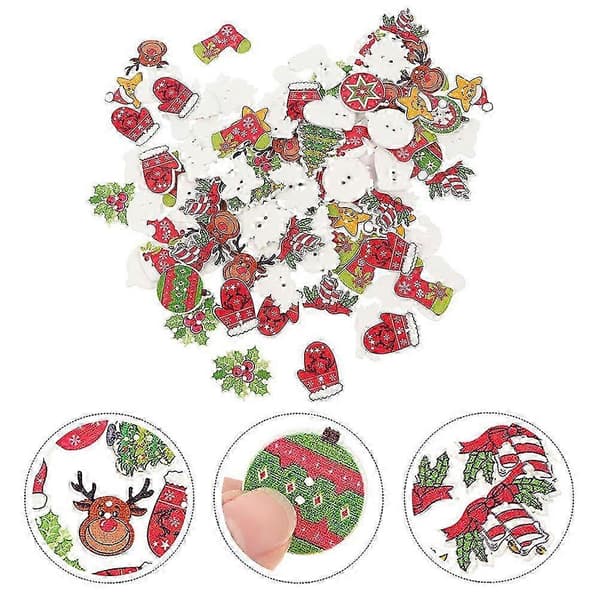 Träknapp Jul Träknapp för kläder 150 st blandad design