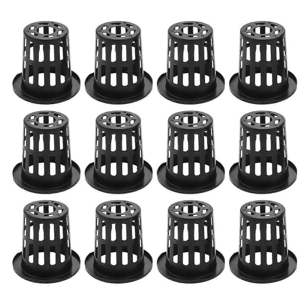 100-pack 2,36 tums slitsade nät hydroponiska nätkoppar Black