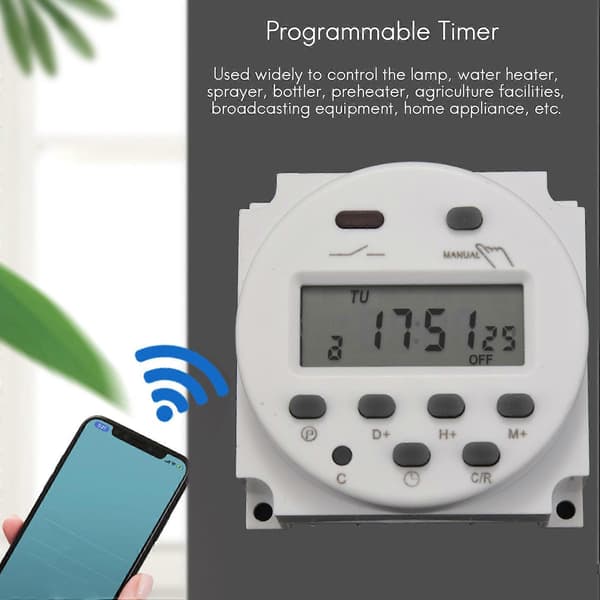DC 12V Digital LCD Programmerbar Timer Tidsbryter Relé 16A Ampere white