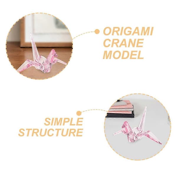 2 stk rosa origami-trane akrylmodell dekorasjon til barnebursdag