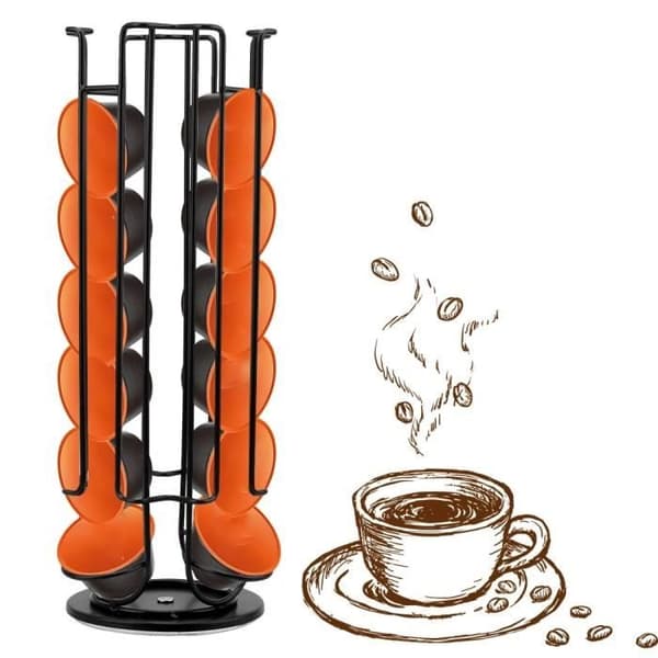 Dolce Gusto kapselhållare - Roterande - Rostfritt stål - Cylindrisk - Samtida design