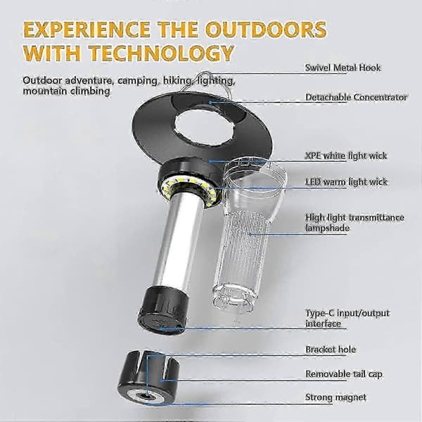 Teltslys for camping, batteridrevet LED-campinglanterne med 3 lysmoduser - vanntett lampe teltslys