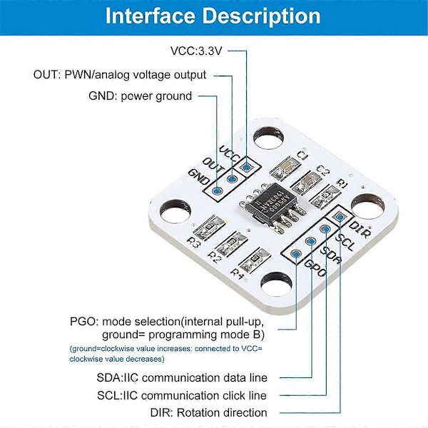 AS5600 Magnetisk Encoder 12bit Høj Præcision med Magnet 1 sæt