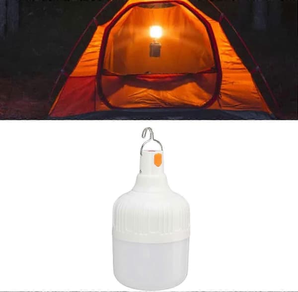 USB Genopladelig LED Pære, Holdbart ABS og PVC Materiale, Justerbar Lysstyrke, Bærbar Krog, Til Nødsituationer, Natmarkedsboder, Camping