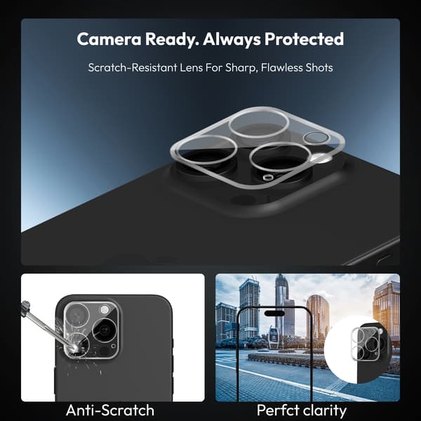 2-PACK iPhone 15 Pro Skärmskydd & 2-PACK Linsskydd - Härdat Glas | [SmartFit Refill System] - Bubbelfritt