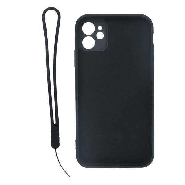 iPhone 11 Silikonskal med Ringhållare och Handrem - Svart