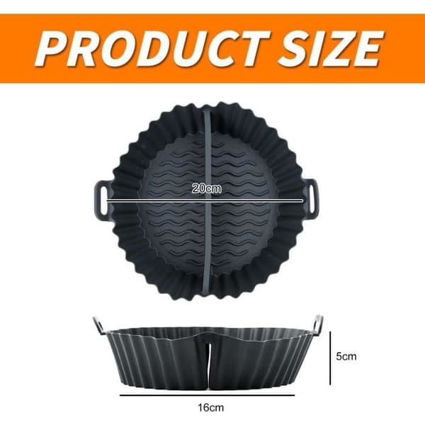 Airfryer Silikoneform - MARSEE - 2 Stk - Genanvendelig - Sort - 20x16x6.5 cm