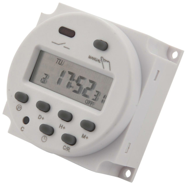 DC 12V Digital LCD Strøm Programmerbar Timer Tidsafbryder Relæ 16A Ampere white