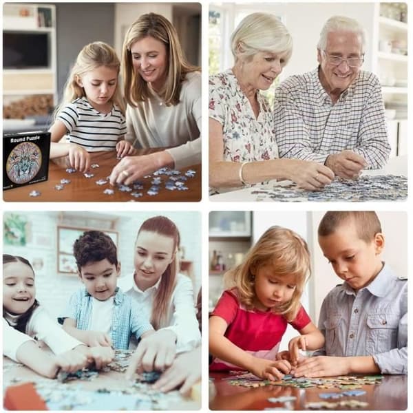 Runt pussel - Lejon - 1000 bitar - Hög kvalitet - Pedagogiskt spel - För barn