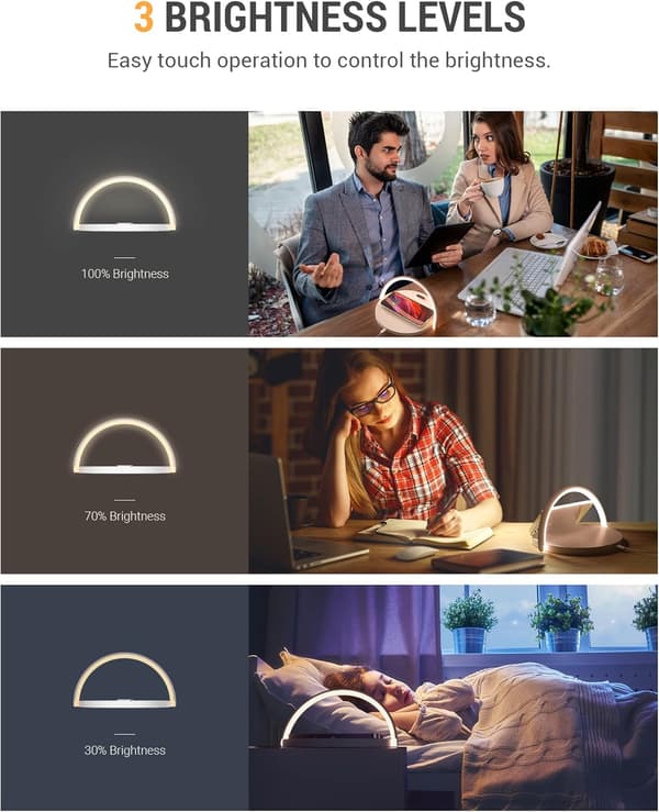 Wireless Charger Bedside Lamp, Touch Table Lamp, LED Night Light