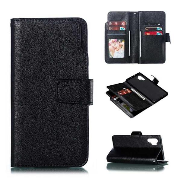 Kompatibel med Samsung Note 10 Plus Praktiskt Plånboksfodral med 12-Facks Array V4 Black Svart
