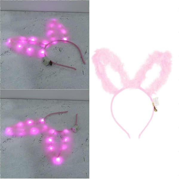 Kaninøre-hårbånd Lysende hårbånd til Cosplay 1 stk. Pink LED-tilbehør