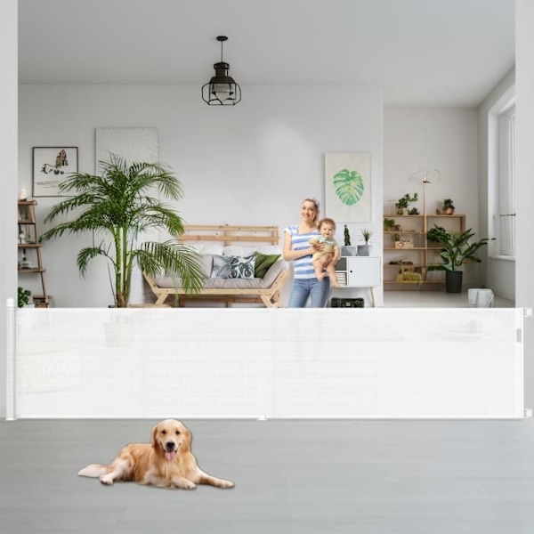 XMTECH Säkerhetsgrind för Barn - Infällbar Hundgrind (Bredd: 0 - 300 CM) - Vit - För Inom- och Utomhusbruk