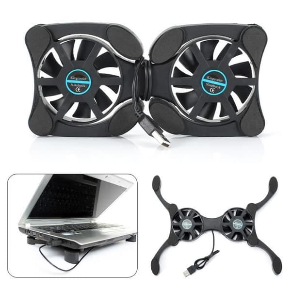 Køler - ZGEER - Mini Sammenfoldelig Køler - USB - Dobbelt Ventilator - Sort