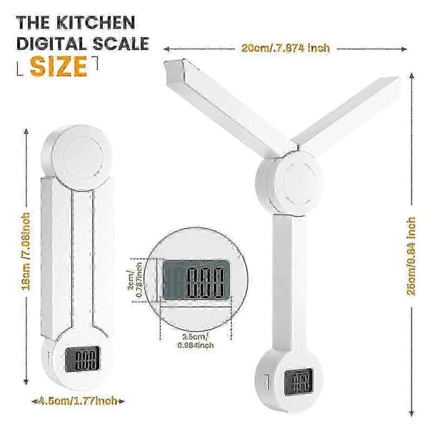 Vikbar digital köksvåg Hög precision Bärbar köksbakvåg White