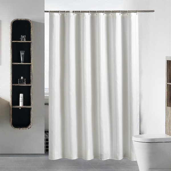 Duschdraperi i tyg, duschdraperi i polyester, 180 cm x 180 cm, vit