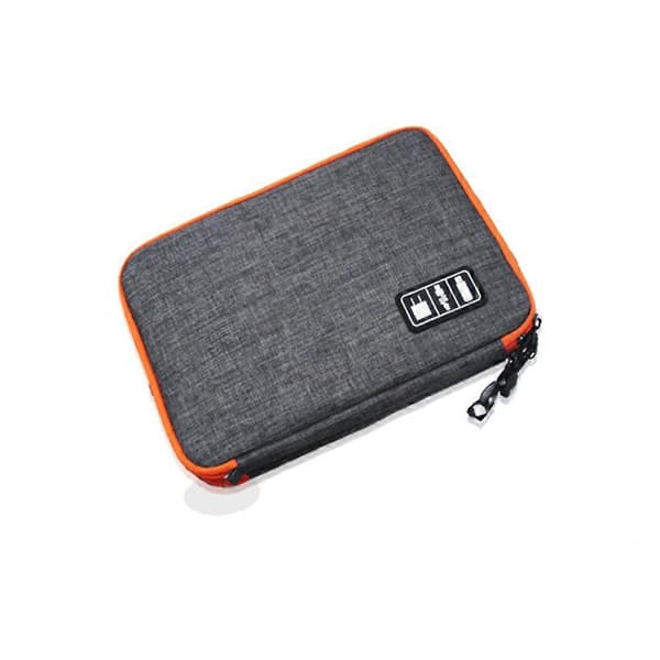 USB-kabelväska för förvaring Dubbeldäck bärbar organizer Grå