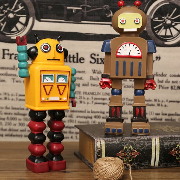 Retro Robotmodellprydnader Hemfönsterdekorationer (Blå)