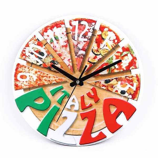 Pizzaväggklocka Pizzamönster Klocka Sovrumsväggklocka Träväggklocka Dekorativ Väggklocka Kontorsväggklocka Moderna Väggklockor Träklocka
